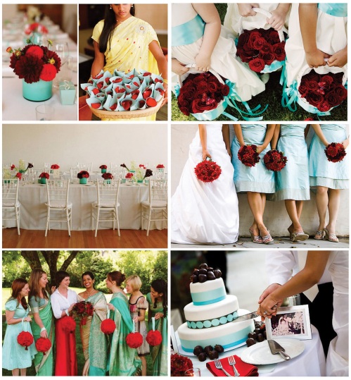  that fresh and gorgeous color combination of Tiffany blue and poppy red